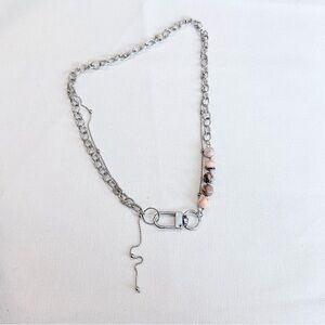 Rhodonite Double Chain Silver necklace